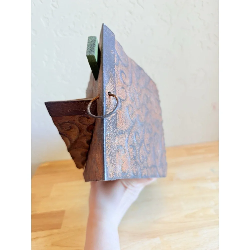 Wooden BirdHouse Metal Roof Wooden Siding Swinging Access Door Rustic Style
